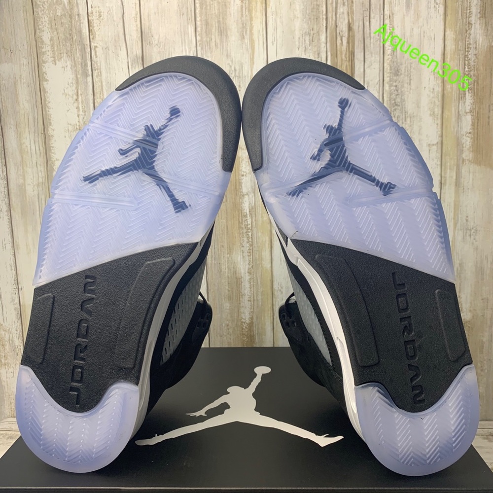 Air Jordan 5 Retro Moonlight Oreo Men’s Black Light Blue White - Picture 5 of 6